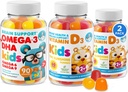 Omega 3 DHA Gummies ja D-vitamiini Gummies lapsille ja aikuisille - Ei kalaöljyä ja gluteeniton Immuuniton terveys kasvi perustuu kuitu purutabletti