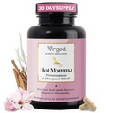 Winged Wellness Hot Momma Menopause Lisäravinteet naisille - Hormonittomat Menopause Relief Tuki Hot Flashs & Night Hikiä Chaste Tree Berry, Multivitamiinit & More - 60 Vegan Kapselit
