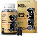 Wild & Organic Black Seed Oil Gummies 2000mg - Hiusten iho ja kynnet Tuki W/Cumin Oil - Nigella Sativa - Musta siemen Gummies for Immuniteetti - 60 Omega 3 6 9 Chews