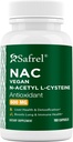 Safrel N-asetyyli-L-kysteiini (NAC) -kapselit, 600 mg, 180 Count, Hengityselimet, Immuuni, Maksan terveys Potent antioksidantti tuki, vapaaradikaaleja, helppo imeytyä, ei-GMO, Gluteeniton