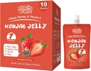 Konjac Jelly Pouch Drinkable Mansikkamaku, 7 kaloria, gluteeniton, nollasokeri, Keto, Kollageeni Peptidit ja C-vitamiini, vähärasvaiset terveelliset hedelmät välipalat, Lomalahjat, 10 pakkausta