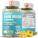 Sokeriton magnesium Glycinate Gummies 400mg Ashwagandha, B1, B3, Rhodiola Rosea & Saffron tukea Lepo, Mieliala ja rauha Magnesium Gummies aikuisille, purutabletti Magnesium Supplement, Vegan, 120Ct