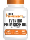 BulkSuplements.com Ilta Primrose Oil Softgels - GLA Lisäravinteet, ilta Primrose Oil 1300mg - Gluteeniton, 1 Softgel per Serving, 365 Count (Pakkaus 1)