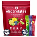 Keppi Electrolytes Powder Packets Assorted Flavors 30 Tarjoilut Ei sokerin nesteytys täydentää kalium, magnesium, natrium Keto, Vegan, Fasting-ystävällinen, Zero Calorie Hydration Packets