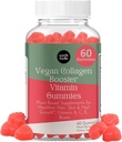 Earth & elle Vegan Collagen Booster Gummies naisille biotiini ja vitamiinit - Boosts hiusten kynsien ja ihon terveys, anti-aging - herkullinen sokeri ilmaiseksi marja maku - helppo purra - 60 Count