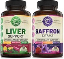Maksa Cleanse Detox korjaus Formula ja puhdas Saffron Extract Bundle (yksi pullo kukin). Tukee maksan terveys, energia Boost, mieliala, aineenvaihduntaa toiminto. USA Made.