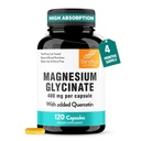 Sandhu's Magnesium Glycinate 400 mg kapselit, joissa on Quercetin Quality Sleep, Rentoutuminen, Lihasterveys ja immuuni tuki 120 Count (pakkaus 1) Helppo niellä naisille ja miehille
