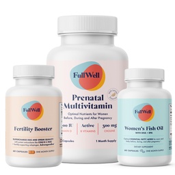 FullWell Fertility Trio ... Prenataali sitruuna + DHA & Fertility Booster ... Koliini, Folaatti, Omega 3, Coq10, NAC, 26+ Vitaaliravinteet...