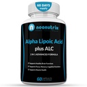 Alpha Lipoic Acid Plus Acetyl L-karnitiini Antioksidantti täydentää ALA ALC terveiden aivojen toiminta ja lihasten vahvuus, keskittyä, muisti & kognitiivinen toiminto naisille ja miehille - 60 kapselia Neonutrix