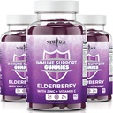NEW AGE Immuunijärjestelmän tuki Gummies - Sambucus Musta Elderberry Gummies C-vitamiinia ja sinkkiä (Immuunituki 180 Gummies)