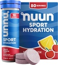Nuun Sport Elektrolyyttitabletit, joissa on magnesiumia, kalsiumia, kaliumia, kloridia ja natriumia, gluteeniton ja vegaaninen, hedelmämehu, 8 pakkausta (80 tarjoilua yhteensä)