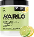 Harlo - Citrus Salt Electrolyte Drink Mix with Novelli Collagen & Creatiini - Creatiini Monohydraatti Powder - Energy Drink Powder - Pre Trenout Powder - Sokerittomia energiajuomat - Post Trenout Recovery