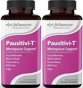 Pausitivi-T - Menopause Support Supplement - Relief for Hot Flashs, Hormone Impalance & Night Sweats - Normaali kudos - Salvia, Chasteberry, Soy Isoflavones & Black Cohosh - 60 kapselia (paketti 2)
