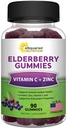 aSquared Nutrition Sambucus Elderberry Gummies sinkkiä ja C-vitamiinia - pureskeltava Gummy Supplement Vaihtoehto kapselit pillereitä - Musta vanderinmarjat w/VIT C aikuisille Immuuni tuki - 90 Gummies