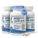 IMMUNOVITES 3-pack Stabilized R-Alpha Lipoic Acid ((True)) 600 mg per Serving [[High Potency & max 40x Lisääntynyt absorptio] (Na R-ALA) (Na R-LA) (Na R- Lipoate) (3 pulloa)