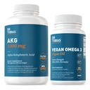 Tobias AKG Supplement & Vegan Omega 3 Algae Oil, Support Cellular Energy & Overall Health with AKG, EPA & DHA, Vegan, Gluteeniton, ei GMO:ita