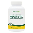 Natures Plus Mega B-150 Complex - 90 Pitkäkestoinen vapauttaa kasvissyöjä Tabletit - Maksimi teho B Complex Vitamiini Supplement -Gluteeniton - 90 tarjoilua