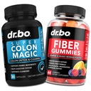 DR. BO Fiber Gummies & Colon Cleanse lisäravinteet - maukas Gummy Prebiotic Fiber Supplement - Super Colon Magic Bowel liike Tuki Gut & Vatsan puhdistus