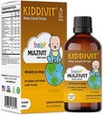Kiddivit Vauvan monivitamiininen neste tipat inuliini - 48 Päivittäinen tarjoilu, 4 Fl Oz (120ml) - Lasipullo - Sokeriton, Gluteeniton, Kasvisruoka Ystävällinen