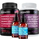 Liquid Collagen Biotin (2pk), Fadogia Tongkat Ali (1pk), ja typpioksidi (1pk) täydennysosa Bundle - Potent Vitamiinit hiuksille, iholle, kynnet, sydän, energia, & Testosteroni tuki - ei-GMO, Vegan