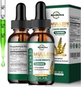 2 Pack Mullein Drops for Keuhkot, 1200 mg Mullein Leaf Extract Liquid Drops with klorofylli for Lung Cleanse & Detox, tuki hengitysteiden, immuuni, Ruoansulatuskanavan