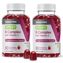 VITEEY B-vitamiini Complex Gummies kanssa C-vitamiini, sokeriton - energia, aineenvaihdunta & hermo terveys - B6, B12, Foolihappo, Biotiini - Vegaani, liivate, GMO vapaa - makupala pureskeltava mansikka Maku