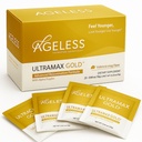 Ikääntymätön UltraMAX Gold - HGH Anti-Aging täydentää naisille ja miehille - nuorentaa ihoa, palauttaa nuorekas ulkonäkö, Boosts energia & sleep, poreileva jauhe - Valencia Orange Flavor - 22 Packets