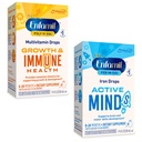 Enfamil Poly-Vi-Sol ja Fer-in-Sol Iron Liquid Drop Monivitamiinilisät lapsille ja pikkulapsille, 2x50 ml Dropper pullo