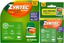 Zyrtec 24 tuntia Allergiaa helpottava tabletti, sisä - ja ulkona annettava allergialääke, jossa 10 mg setiritsiiniä HCl/ antihistamiinitablettia, Bundle Pack, 60 t + 3 t matkapakkausta, 63