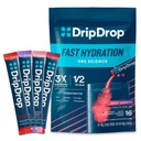 DripDrop Hydration Packets - Mehukas Variety Pack - Single Serve Electrolytes Powder Drink Mix - Viinirypäle, hedelmäpunch, mansikkasitruuna, kirsikka - ei-GMO, Gluteeniton, Vegan - 16 Sticks