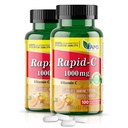 America Medic & Science Rapid-C 1000 mg C-vitamiinin täydennysosa (2 pakkaus 100 tablettia) Energy Booster, Päivittäinen immuunijärjestelmän tuki, antioksidantti Vegaani, ei-GMO päällystetty Askorbiinihappo aikuisille ja naisille