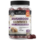 Sieni Gummies aikuisille - 10-in-1 Toiminnallinen sieni täydentää mielialan ja keskittyä Lions Mane Turkki Tail Cordyceps Shiitake Reishi - Vegan, ei-GMO, Tuore vadelma maku, 60 Count