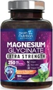 Magnesium Glycinate 250mg - 100% Celated Magnesium Max Imeytyminen - Sleep Support, Lihas, hermot, Bone & Heart Health Support, Paras Mag Supplement, Vegaani non-GMO, 3. osapuoli testattu - 180 tablettia