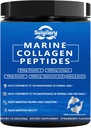 Collagen Peptides Powder for Women, Multi Marine Hydrolysed for Healthy Hair, Skin, Nails with Hyaluronic Acid, Biotin, C-vitamiini, 30 Servings (10.6 OZ, Mansikka)