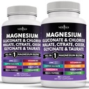 NEW AGE Magnesium Supplement -Powerful Glycinate Sitraatti malaattioksidi Taurate aspartaatti glukonaatti orotate & Magclomer Mangaani luun terveys ja luun vahvuus, yhteinen tuki- 180