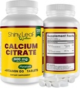 Shiny Leaf Calcium Minis 600 mg - päivittäin tabletteja kalsiumsitraatista 600 mg Plus D3-vitamiinia Bariatric Post-Op ja mahalaukun ohitus naisille ja miehille, helppo niellä, valmistettu Yhdysvalloissa, kasvissyöjä - 120 Ct.
