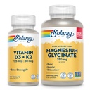 SOLARAY- vitamiini D3 K2 ja magnesium- Glycinate - Bone Health Bundle - Kalsiumin imeytyminen, hermo, sydän ja immuuni tuki w/ 5000 IU D- vitamiini, 350 mg kelated magnesium, 60 päivän takuu, 120ct/ 120ct