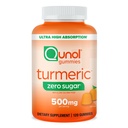 Qunol Zero Sokerikurkumalliset Gummiet, Gummy 500mg Turmeric Curcumin, Joint Support Supplement, Ultra High Absorption Tumeric Curcumin, kasvissyöjä, Gluteeniton, 120 kreivi
