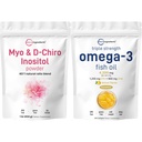 Micro Ingredients Omega-3 Fish Oil 4,200 mg Softgels & Myo & D-Chiro Inositol Powder Bundle 2 Pack Wild-Caught Fish, Lemon Flavored, Burpless Inositol täydennysosa naisille