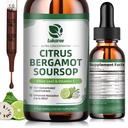 Citrus Bergamot Liquid Drops - Natural Supplement with Soursop, Red Jeast Rice, Valkosipuli, Olive Leaf, Black Pepper - Korkea Imeytyminen - Tuki yleistä hyvinvointia* - Soursop Bitters Liquid, 2 Fl Oz