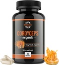 Cordyceps Organic Dietary Supplement - Natural Energy Boost and Respiratory Health Support with Cordyceps Militaris, Kliinisesti tuettu, ei-GMO & Allergen-vapaa 90 kapselia