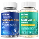 Liposomaal Calcium AKG Supplement 1500 mg + Vegan Omega 3 täydennysosa 1000 mg