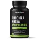 Natgrown Rhodiola Rosea Ashwagandha juuriuute kapselit - Standardoitu 3% Rosavins ja 1% salidosidi - 120 Count