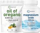 Micro Ingredients Oil of Oregano Softgels 6000mg Per Serving & Magnesiumoksidi 400 mg Bundle Pack 