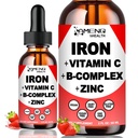 Liquid Iron Supplement w/Vitamin C, A, B-Complex, Vegan Iron Drops High Potency Liquid Vitamiini & Iron Supplements for Women, Miehet & Children -Tuki punainen verisolu, energia, anemia & väsymys