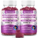 2 pakkausta 2000 mg Glukosamiini Chondroitin Gummies, Extra Strength Glukosamiinia kanssa Chondroitin MSM & Turmeric, Joint Support Supplement, antioksidantti Immuuni tuki - 120 Gummies