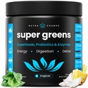 NutraChamps Super Greens Powder Premium Superfood 20+ Organic Green Veggie What Grass, Spirulina, Klorella Antioksidantti, digestiivinen Enzyme & Probioottisekoitukset (9.1 OZ, Trooppinen)