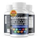 Glukosamiini Kondroitiinisulfaatti Metyylisulfonyylimetaani Hyaluronihappo Turmeerinen inkivääri C-vitamiini, D3, Black Pepper -150 kapselit- valmistettu Yhdysvalloissa