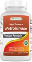 Best Naturals High Potency Nattokinaasi 4000 FU Per Serving/ 200 mg per Serving, 240 Vegetarain kapselia. Ei-GMO, Gluteeniton.
