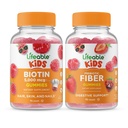 Elävä Biotin lapset + Prebiootti Fiber Kids, Gummies Bundle - Suuri maistaminen, vitamiini täydentää, Gluteeniton, GMO vapaa, purukumi